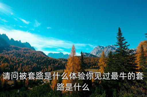 請問被套路是什么體驗你見過最牛的套路是什么