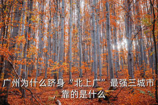 廣州為什么躋身“北上廣”最強(qiáng)三城市，靠的是什么