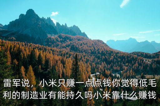 雷軍說，小米只賺一點點錢你覺得低毛利的制造業(yè)有能持久嗎小米靠什么賺錢