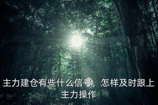 主力建倉有些什么信號，怎樣及時跟上主力操作