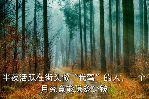 半夜活躍在街頭做“代駕”的人，一個(gè)月究竟能賺多少錢