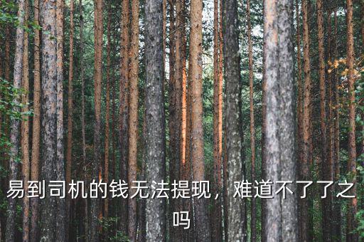 易到用車提司機(jī)多少點(diǎn),易到司機(jī)的錢無(wú)法提現(xiàn)