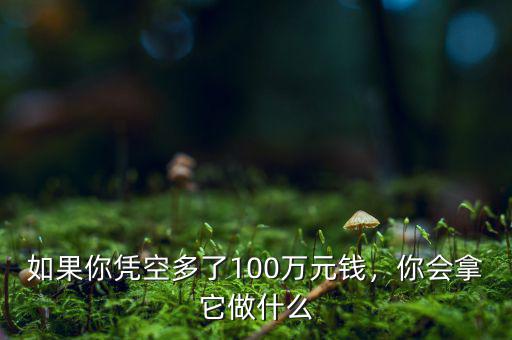 如果你憑空多了100萬元錢，你會拿它做什么