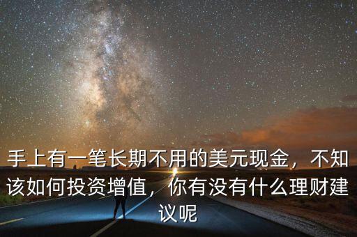 手上有一筆長期不用的美元現(xiàn)金，不知該如何投資增值，你有沒有什么理財建議呢