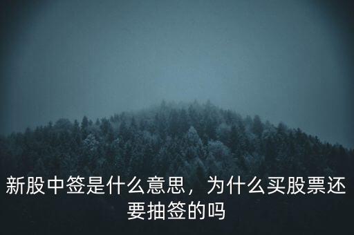 新股中簽是什么意思，為什么買股票還要抽簽的嗎