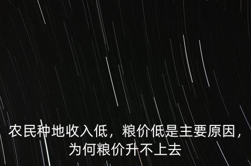 農(nóng)民種地收入低，糧價低是主要原因，為何糧價升不上去