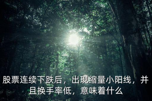 股票連續(xù)下跌后，出現(xiàn)縮量小陽線，并且換手率低，意味著什么