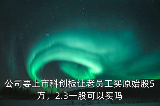 公司要上市科創(chuàng)板讓老員工買原始股5萬，2.3一股可以買嗎