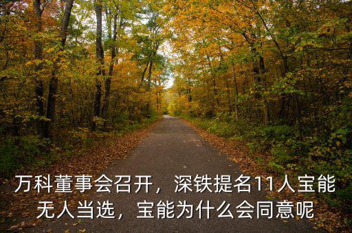 萬(wàn)科董事會(huì)召開(kāi)，深鐵提名11人寶能無(wú)人當(dāng)選，寶能為什么會(huì)同意呢