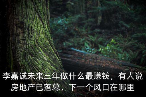 李嘉誠未來三年做什么最賺錢，有人說房地產(chǎn)已落幕，下一個(gè)風(fēng)口在哪里
