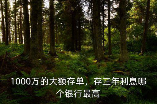 1000萬的大額存單，存三年利息哪個銀行最高