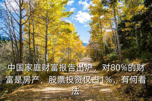 中國家庭財(cái)富報(bào)告出爐，對80%的財(cái)富是房產(chǎn)，股票投資僅占1%，有何看法