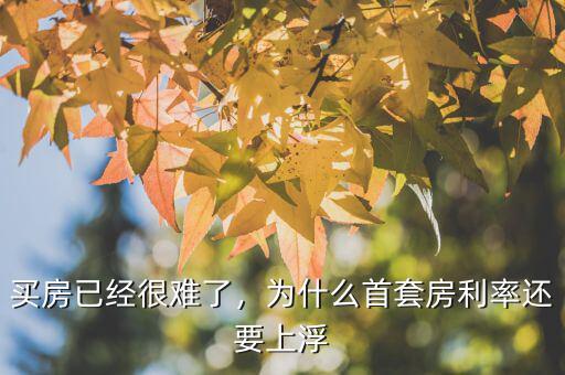 買房已經很難了，為什么首套房利率還要上浮