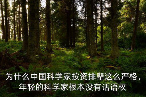 為什么中國科學(xué)家按資排輩這么嚴(yán)格，年輕的科學(xué)家根本沒有話語權(quán)