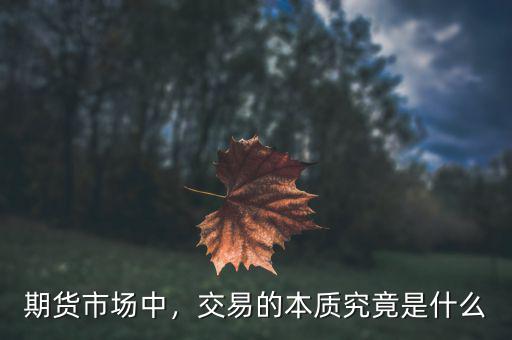 期貨市場中，交易的本質(zhì)究竟是什么