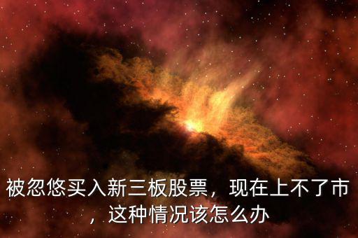 被忽悠買(mǎi)入新三板股票，現(xiàn)在上不了市，這種情況該怎么辦