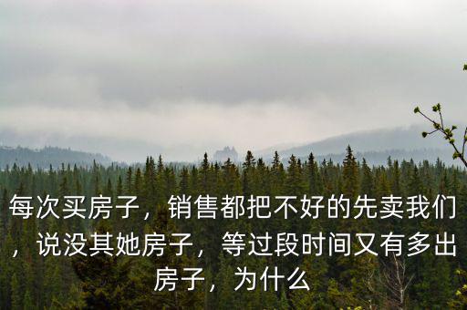 每次買房子，銷售都把不好的先賣我們，說沒其她房子，等過段時間又有多出房子，為什么