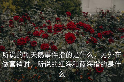 所說的黑天鵝事件指的是什么，另外在做營銷時，所說的紅海和藍海指的是什么