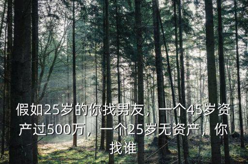 假如25歲的你找男友，一個45歲資產(chǎn)過500萬，一個25歲無資產(chǎn)，你找誰
