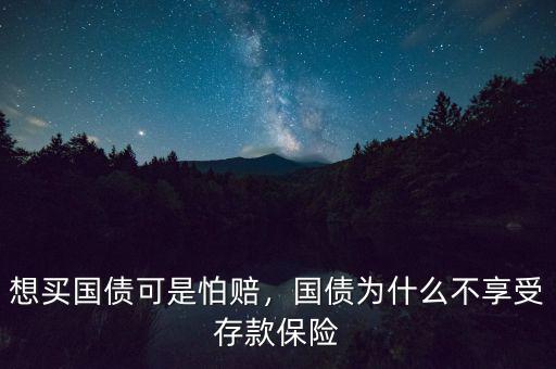 想買國債可是怕賠，國債為什么不享受存款保險