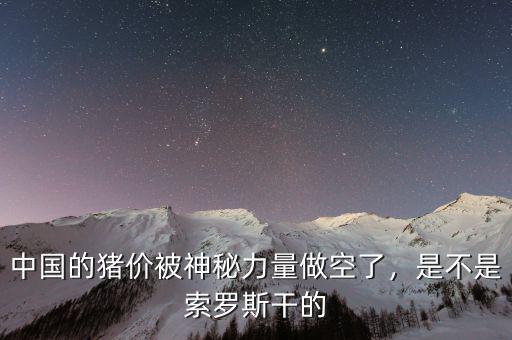 中國的豬價被神秘力量做空了，是不是索羅斯干的