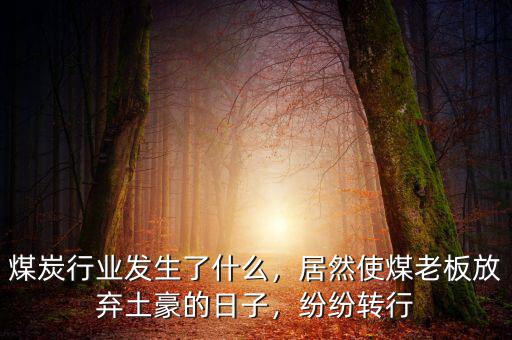 煤炭行業(yè)發(fā)生了什么，居然使煤老板放棄土豪的日子，紛紛轉(zhuǎn)行