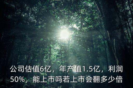 公司估值6億，年產(chǎn)值1.5億，利潤(rùn)50%，能上市嗎若上市會(huì)翻多少倍