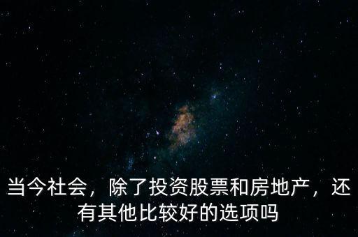 當今社會，除了投資股票和房地產(chǎn)，還有其他比較好的選項嗎