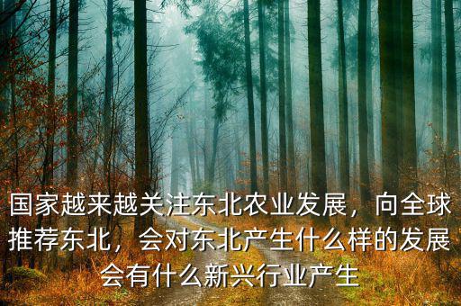 國家越來越關(guān)注東北農(nóng)業(yè)發(fā)展，向全球推薦東北，會對東北產(chǎn)生什么樣的發(fā)展會有什么新興行業(yè)產(chǎn)生