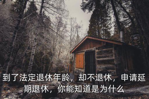 到了法定退休年齡，卻不退休，申請(qǐng)延期退休，你能知道是為什么