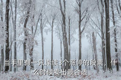 當手里有一只連續(xù)3個漲停的股票，什么時候賣出最合適