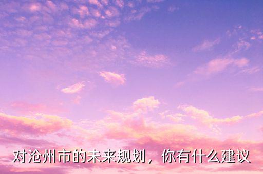 對(duì)滄州市的未來規(guī)劃，你有什么建議