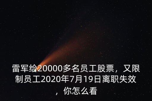 雷軍給20000多名員工股票，又限制員工2020年7月19日離職失效，你怎么看