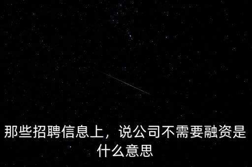 那些招聘信息上，說公司不需要融資是什么意思