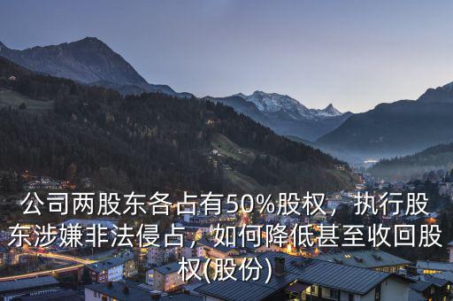 公司兩股東各占有50%股權，執(zhí)行股東涉嫌非法侵占，如何降低甚至收回股權(股份)
