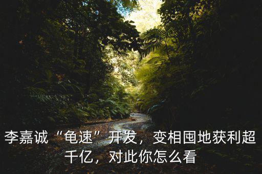 李嘉誠(chéng)“龜速”開發(fā)，變相囤地獲利超千億，對(duì)此你怎么看