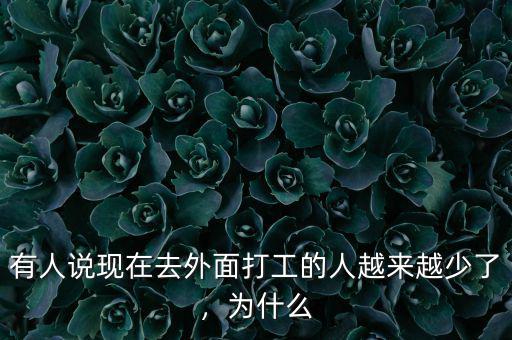 有人說現(xiàn)在去外面打工的人越來越少了，為什么