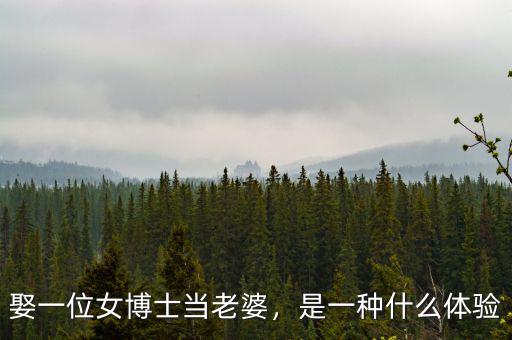 娶一位女博士當(dāng)老婆，是一種什么體驗