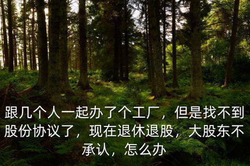 跟幾個人一起辦了個工廠，但是找不到股份協(xié)議了，現(xiàn)在退休退股，大股東不承認，怎么辦