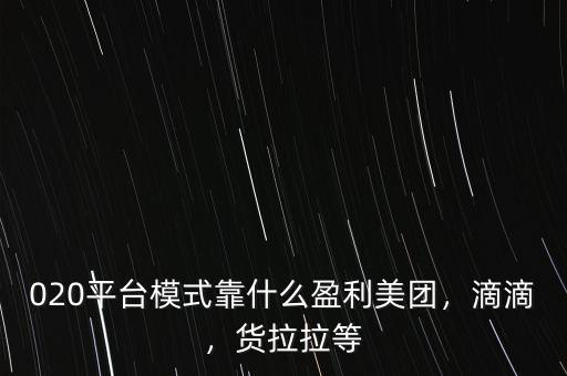 020平臺模式靠什么盈利美團，滴滴，貨拉拉等