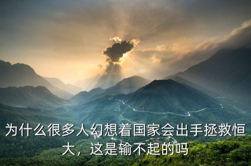 為什么很多人幻想著國家會出手拯救恒大，這是輸不起的嗎