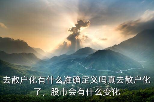 去散戶化有什么準確定義嗎真去散戶化了，股市會有什么變化