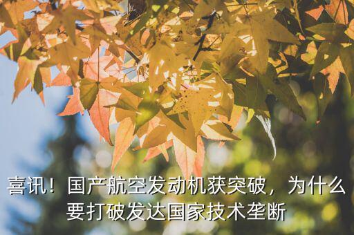 喜訊！國產(chǎn)航空發(fā)動機獲突破，為什么要打破發(fā)達國家技術(shù)壟斷