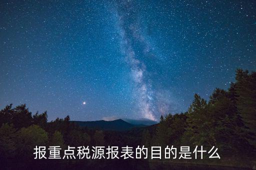報重點(diǎn)稅源報表的目的是什么