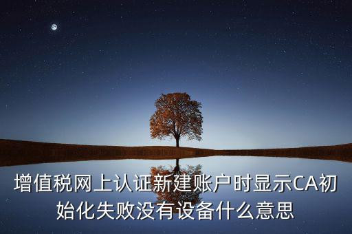 增值稅網(wǎng)上認(rèn)證新建賬戶時顯示CA初始化失敗沒有設(shè)備什么意思