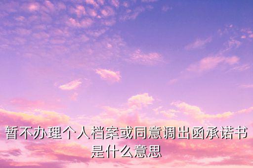 稅務(wù)調(diào)函是什么意思，暫不辦理個(gè)人檔案或同意調(diào)出函承諾書是什么意思