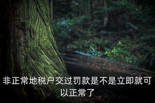 非正常地稅戶(hù)交過(guò)罰款是不是立即就可以正常了