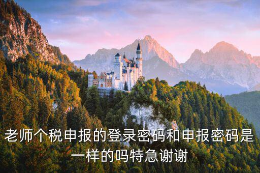 安徽個稅申報密碼是什么，老師個稅申報的登錄密碼和申報密碼是一樣的嗎特急謝謝