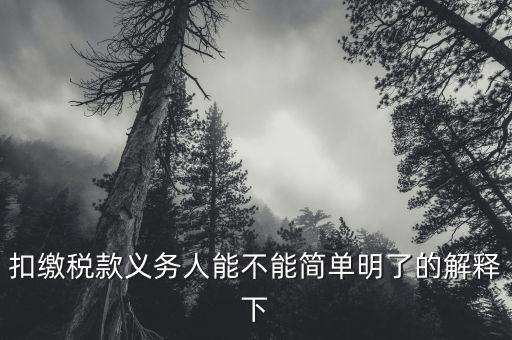扣繳稅款義務(wù)人能不能簡單明了的解釋下