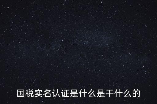 國稅實名制認證要什么，國稅實名認證是什么是干什么的